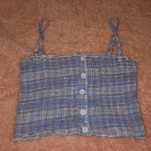 Blue Plaid Cropped Tank